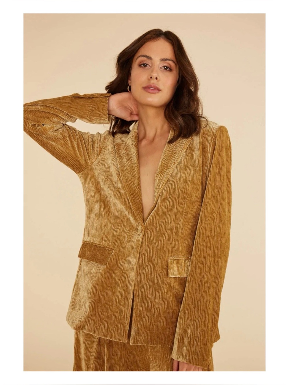 NWT MinkPink Arianna Gold Velvet Blazer  Size XS